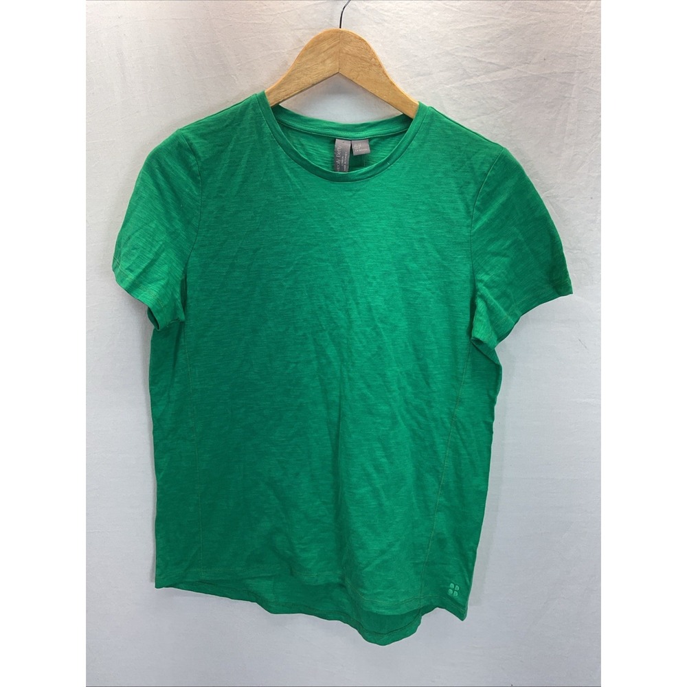 New Sweaty Betty TShirt Refresh Crew Vivid Green Sz 4 Organic Cotton Breathable